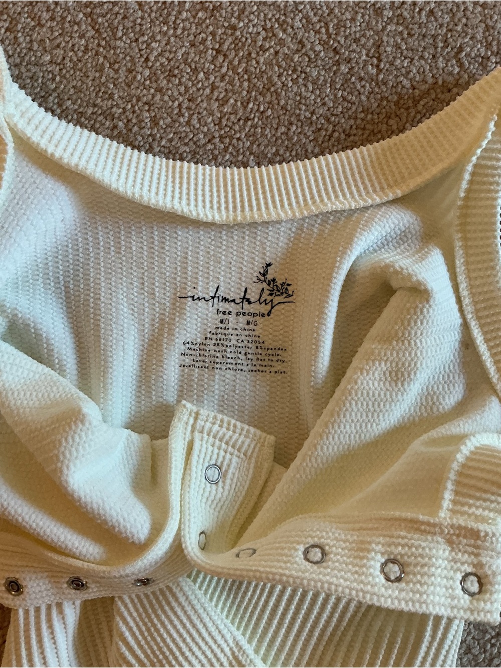 Free People Cream Ribbed Button-Front Tank - Picture 2 of 2